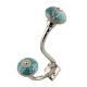 Sea Green Striped Crackle Ceramic Silver Iron Hook